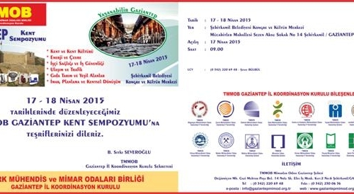 GAZİANTEP KENT SEMPOZYUMU'NA DAVETLİSİNİZ